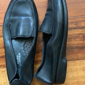 Black hush puppies leather shoes